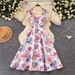 Elegant High Waist A-Line Skirt Dress Floral Print Sleeveless Summer Style for Women Perfect for Vacation_ecoleips.com