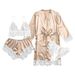 Women's Silk-Like Sleepwear Set – 4-Piece Loungewear Robe & Camisole (S-XXL) – Elegant Home & Outdoor Wear_ecoleips.com