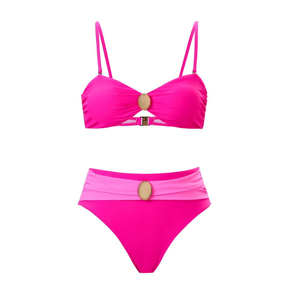 Bikini Set – High-Cut Sexy Swimwear For Women | Solid Color Two-Piece With Removable Padding (Nylon & Spandex)_ecoleips.com