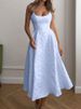 Women A-Line Dresses New Summer Solid Sexy Backless O-Neck Low Chest Sling Maxi Dress Streetwear Fashion Casual Slim Lady Dress_ecoleips.com