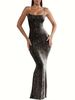 Lu Qiuguo Dress Spring And Autumn High End Dress Transparent Mesh Hot Diamond Sling Long Dress FD0148_ecoleips.com