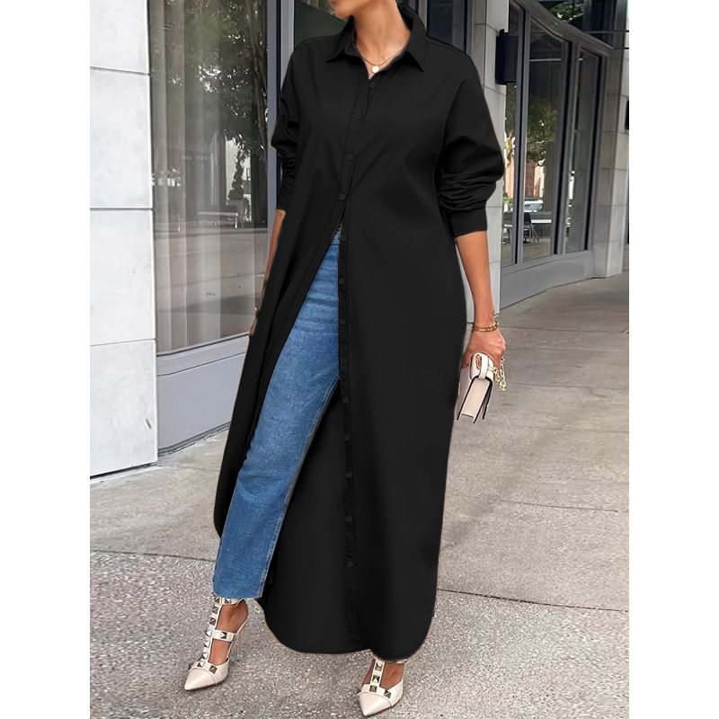 Elegant And Slimming Autumn-Winter Casual Long-Sleeved Coat In Solid Color_ecoleips.com