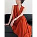 Luxi Elegant V-neck Sleeveless Twisted Waist Slimming For Women, Irregular High-end Hong Kong Style Long Dress 3985_ecoleips.com
