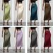 Elegant Satin Midi Skirt For Women - Flowy A-Line Tailored Pencil Skirt With Slit, Breathable Polyester, Office & Evening Wear_ecoleips.com