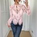 Women's Breathable Floral Lace Knit Blouse Stand Collar Hollow-Out Design Flared Sleeves Chic Office Date Night Wear_ecoleips.com