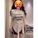 American-style Spicy Girl Letter Print Off-shoulder Short-sleeve T-shirt For Women, Summer Slim-fit, Waist-cinching,_ecoleips.com
