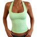 Women's Polka Dot Slim Fit Sleeveless Camisole Top Halter Neck Backless European American Style Hot Item 2026 Cross Border Fashion_ecoleips.com