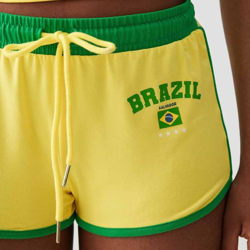 Women's Brazilian Flag Print Sport Suit World Cup Jersey Letter Design Activewear Set_ecoleips.com