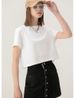 Summer 210g Korean Version Of The Open Button Short-sleeved Women's Model With Pure Cotton T-shirt Ins Tide Brand T-shirt Wholesale Spot Short_ecoleips.com