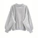 Trendy Oversized Letter Print Sweatshirt – Drop Shoulder Long Sleeve Pullover For Women (Light Gray, XS-XXL)_ecoleips.com