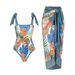 Women's Clothing Two Piece Skirt Multi Color Print Sexy Bikini Set_ecoleips.com
