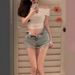 Off-shoulder T-shirt, Slim-fit Slimming, Tight-fitting, Waist-cinching, Short Top, Sexy Hot Girl Base Shirt, Foreign_ecoleips.com
