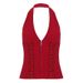 Women's Clothing Summer New Arrival Women's Strappy V Neck Halter Top Backless Slim Fit Waist Defining Celebrity Style Sexy_ecoleips.com