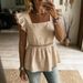 Summer New Style Women's Square Neck Casual Ruffle Sleeve Sleeveless Design Shirt American Clothing For Women_ecoleips.com