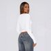 2025 Cross-border Hot-selling Short Cropped Long-sleeve T-shirt Top With Buttons, V-neck, Ribbed Design, Fashionable For_ecoleips.com