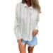 Women's Oversized Embroidered Cotton Blouse – Loose Fit Long Sleeve V-Neck Top For Casual & Office Wear (One Size, White & Beige)_ecoleips.com