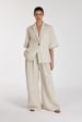 Women's Clothing Spring And Summer New Linen Commuter Suit Women's Lapel Five Point Sleeve Cardigan Top Loose Wide Leg Pants Two Piece Suit_ecoleips.com