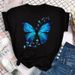 European And American Cross-border Foreign Trade Wholesale Clothing Cartoon Butterfly Round-neck Plus-size Short-sleeve_ecoleips.com