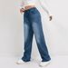 Plus Size High Waist Wide Leg Jeans For Women – Comfortable Loose Fit Stretch Denim Pants With Drawstring, Washed Blue Casual Trousers_ecoleips.com