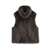 Women's Clothing Faux Fur Zip-Up Vest For Women – Stand Collar Winter Outerwear In Beige & Brown (XS-L)_ecoleips.com