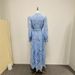 Women's Clothing Spring Waist Heavy Embroidery V Neck Lantern Sleeves Single Breasted Long Skirt_ecoleips.com
