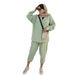 European And American Women's New Fashion Loose Solid Color Lapel Long Sleeve Shirt Nine Pants Set_ecoleips.com