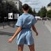 Women's Denim Jumpsuit Summer Short Sleeve High Waist Retro Style Stretch Comfortable Straight Leg Romper"_ecoleips.com
