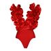 Women's Clothing V-Neck One-Piece Swimsuit Floral Belt Swimwear Two-Piece Set_ecoleips.com