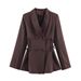 Spring Trendy Satin Panel Tie-Waist Blazer - Elegant Women's Business Casual Jacket_ecoleips.com