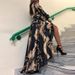 Women's Retro Court Style Long Sleeved Shirt Dress Floor Length Printed Casual American Design Thin Material Summer Suitable_ecoleips.com
