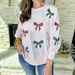 Festive Bow Embroidered Sweater – Long-Sleeve Casual Top For Christmas & Valentine’s (XS/S/M/L, Pink)_ecoleips.com