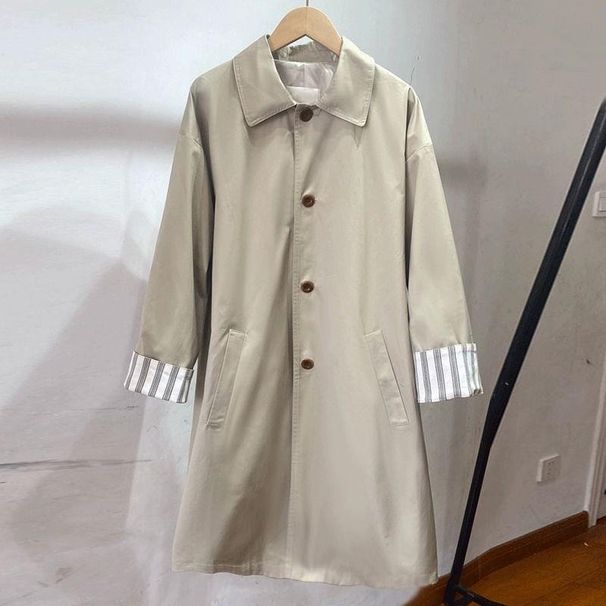 Women's Clothing Spring And Autumn New Style Splicing Workwear Simple Small Size Medium Long Coat_ecoleips.com