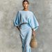 High-Waist Midi Skirt Set – Oversized Batwing Sleeve Top (S-XXXL, 95% Polyester, Office-to-Brunch Versatility)_ecoleips.com