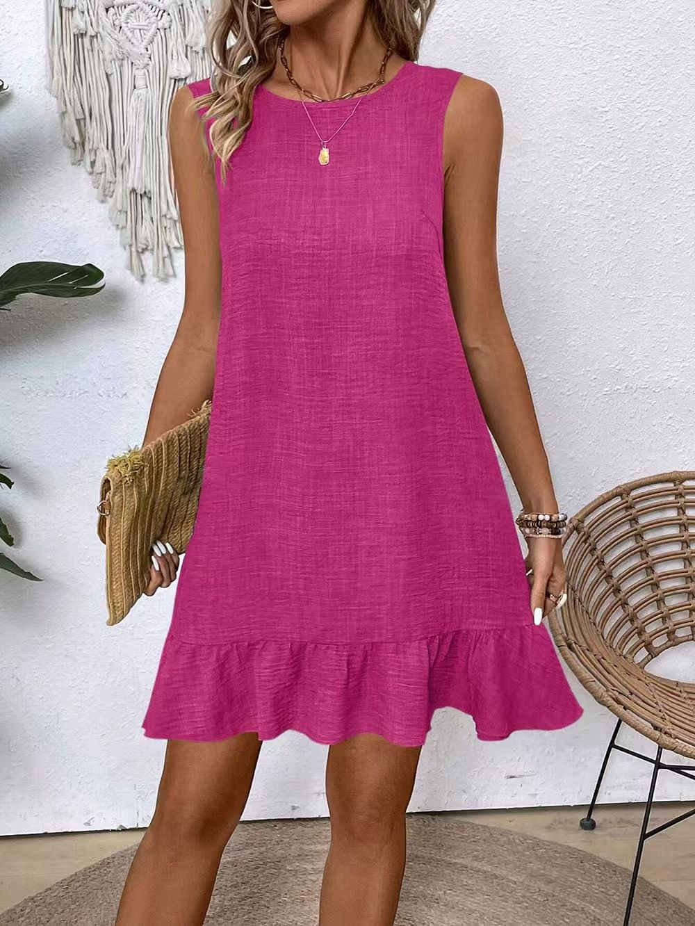 Women's Clothing Sleeveless Vest Dress Casual Tie Up Style Ruffled Spring Summer New Hot Selling_ecoleips.com
