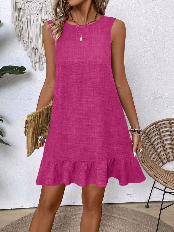 Women's Clothing Sleeveless Vest Dress Casual Tie Up Style Ruffled Spring Summer New Hot Selling_ecoleips.com