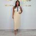 Women's Clothing Summer Ribbed Denim Trim Sleeveless Gold Button Dress_ecoleips.com