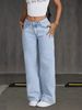 Women's Clothing Wide Leg Jeans Fashionable Simple Slim Fitting Versatile Design Techniques_ecoleips.com