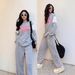 Women's Clothing Retro Style Two Piece Set Letter Print Sweatshirt Loose Fitting Long Pants And Jogger Harem Pants Spring Autumn_ecoleips.com
