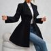 Women’s Slim-Fit Wool Blend Coat – Mid-Length Pea Coat (Single-Button, Wrinkle-Resistant, Beige/Black/Caramel/Red)_ecoleips.com