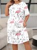 Aria Basics Aria Basics 2024 European And American Spring/Summer Short-Sleeve Butterfly Heart Leopard Print Plus Size Short Round-Neck_ecoleips.com