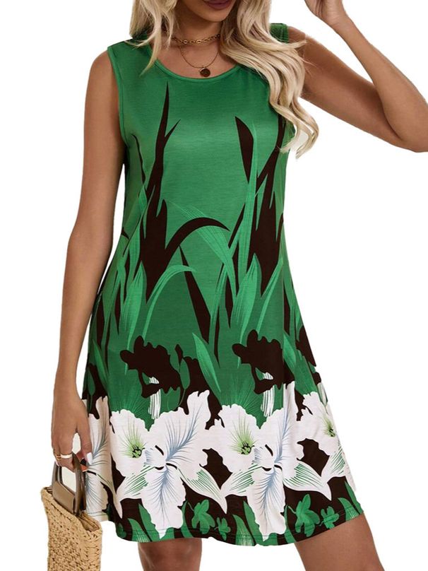 Women's Floral Print Vest Casual Sleeveless Dress Fashionable Trade New Arrival_ecoleips.com