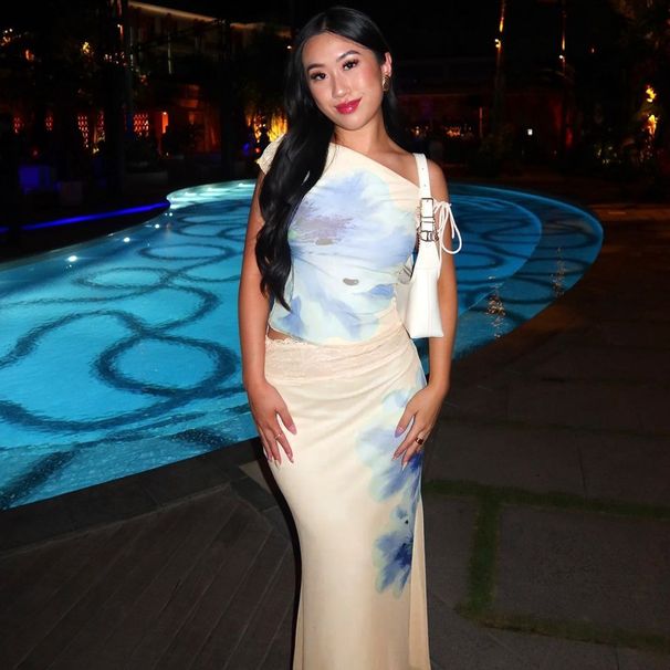 2025 Summer New Fashion Printed Asymmetrical Neck Tie Top Slim Fit Ruffled Skirt Set Wholesale_ecoleips.com
