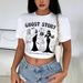 Cross-Border Hot Sale European And American Fashion Elegant Women's Round Neck Sleeve Printed T-Shirt Regular Shoulder_ecoleips.com