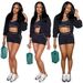 Women's Clothing High Waisted Embroidered Letter Fitness Yoga Shorts Vest Set High Elasticity Hip Lifting Fashionable Women's Clothing 7 Colors_ecoleips.com
