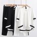 Women's Slimming Two-Piece Suit Pants Set Age Reduction Belly Covering Fashionable Thick Leg Look Summer Clothing For Mothers_ecoleips.com