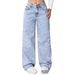 Women's Loose Wide Leg Denim Jeans Rhinestone Star Design Fashionable Casual Non-Stretch Trousers European American Style_ecoleips.com