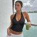 Women's Clothing Elegant Polka Dot Halter Neck Camisole Backless V Neck Top Slimming Waist Spring Summer Fashion_ecoleips.com