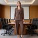 Women's Power Suit Set With Shoulder Pads & Double Breasted Blazer - Slim Fit Zipper Tapered Pants For Business Professional Attire_ecoleips.com