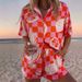 Women's Summer Vacation Style Printed Shirt & Shorts Set - Floral Geometric Pattern Short Sleeve Outfit_ecoleips.com