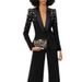 New Women's Fashionable Heavy-Duty Beaded And Diamond-Studded Slim Fit Suit Jacket And Flared Pants Two-Piece Set_ecoleips.com
